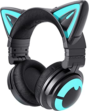 Photo 1 of YOWU RGB Cat Ear Headphone 3G Wireless 5.0 Foldable Gaming Headset with 7.1 Surround Sound, Built-in Mic & Customizable Lighting and Effect via APP, Type-C Charging Audio Cable-Black
