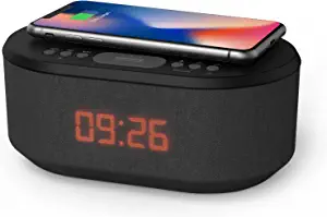 Photo 1 of Bedside Radio Alarm Clock with USB Charger, Bluetooth Speaker, QI Wireless Charging, Dual Alarm Dimmable LED Display
