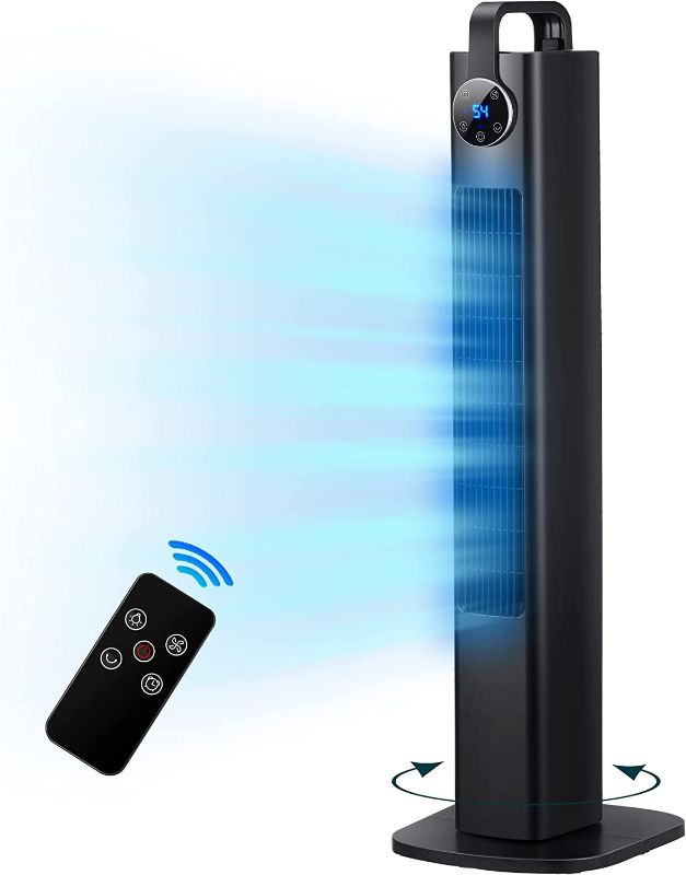 Photo 1 of Uthfy Tower Fan with Remote Control, Oscillating Bladeless Fan, 43 Inches, Quiet 3 Speeds, Large LED Display,12H Timer, Standing Floor Fans Whole Room Home Office, Black, One Size, ATF-014L-1