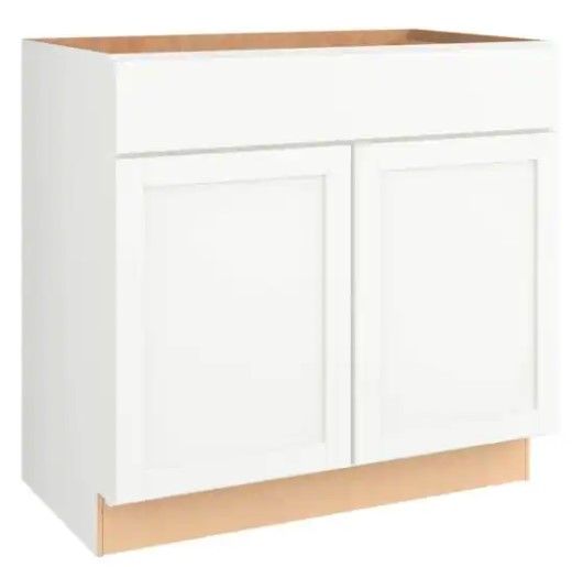 Photo 1 of Courtland Shaker Assembled 36.00 in. Sink Bath Vanity Cabinet Only in Polar White