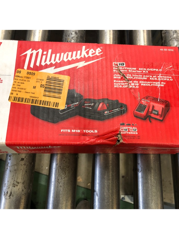 Photo 3 of Milwaukee 48-59-1850P M18 18-Volt Lithium-Ion Starter Kit with Two 5.0 Ah Battery Packs and Charger
