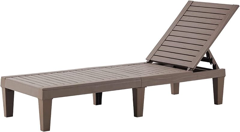 Photo 1 of BLUU Chaise Lounge Chairs for Outdoor Patio Use | Adjustable with 5 Positions | Wood Texture Design | Waterproof | Easy to Assemble | Max Weight 330 lbs
