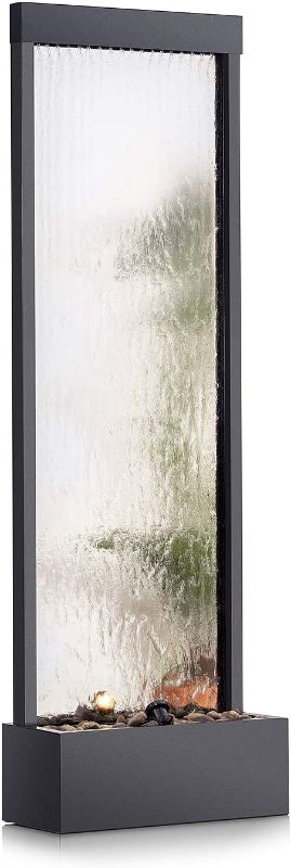 Photo 1 of Alpine Corporation MLT102 Mirror Waterfall Fountain with Stones and Light, 72 Inch Tall, Silver **BOX 2 of 2** 
