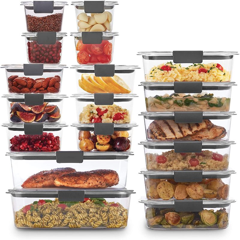 Photo 1 of 
Rubbermaid 44-Piece Brilliance Food Storage Containers with Lids for Lunch, Meal Prep, and Leftovers, Dishwasher Safe, Clear/Grey
Size:44-Piece Set
Pattern Name:Plastic Lids