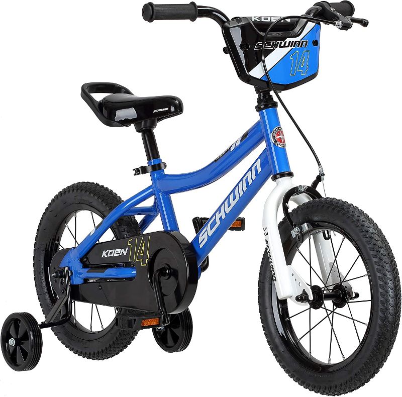 Photo 1 of 
Schwinn Koen & Elm Toddler and Kids Bike, 12-18-Inch Wheels, Training Wheels Included, Boys and Girls Ages 2-9 Years Old
Color:Blue
Style:14-inch Wheels