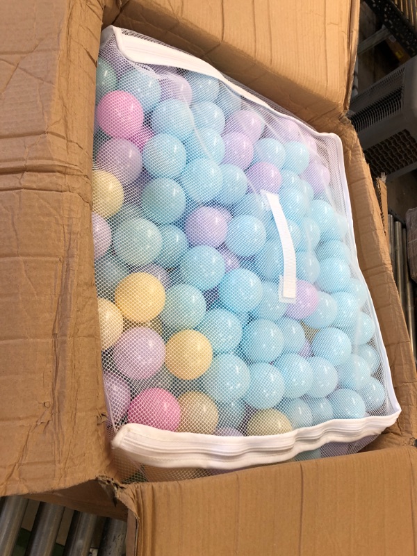 Photo 2 of Amazon Basics BPA Free Crush-Proof Plastic Ball Pit Balls with Storage Bag, Toddlers Kids 12+ Months, 6 Pastel Colors - Pack of 1000
