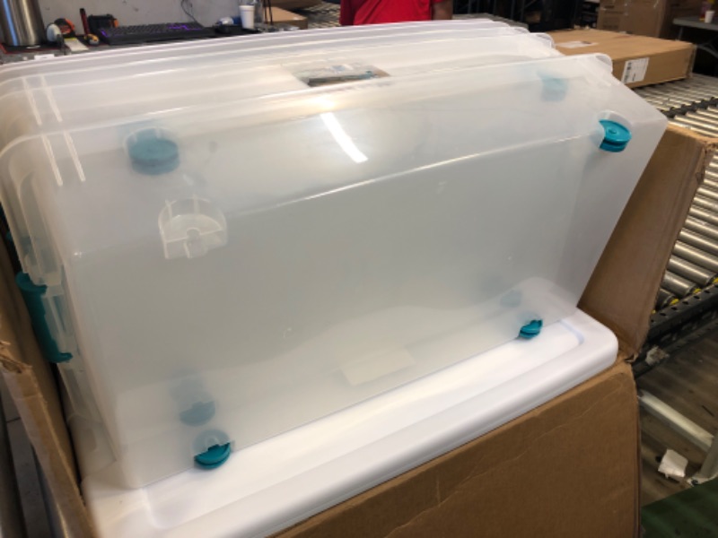 Photo 3 of 56 Qt. Latching Wheeled Storage Box
four pack 