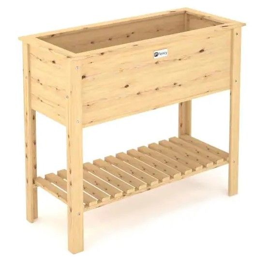 Photo 1 of 47 in. W x 22 in. D x 35 in. H Nature Wooden Elevated Planter Box
