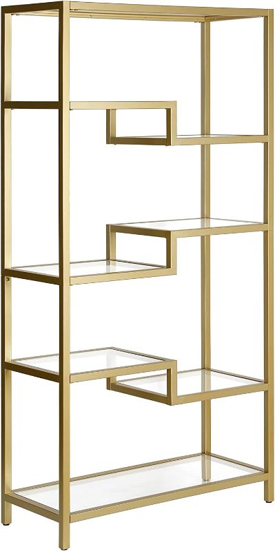 Photo 1 of 68'' Tall Rectangular Bookcase in Brass