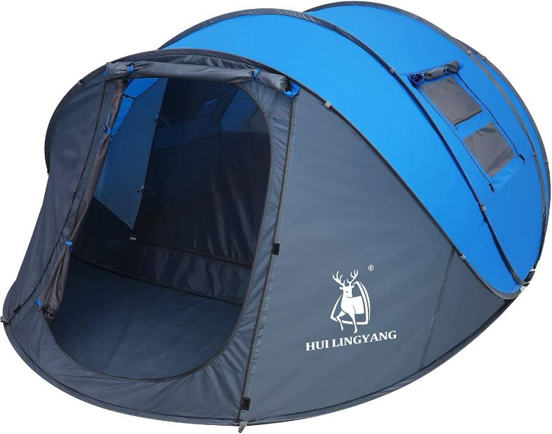 Photo 1 of 6 Person Easy Pop Up Tent,12.5’X8.5’X53.5'',Automatic Setup,Waterproof, Double Layer,Instant Family Tents for Camping,Hiking & Traveling

