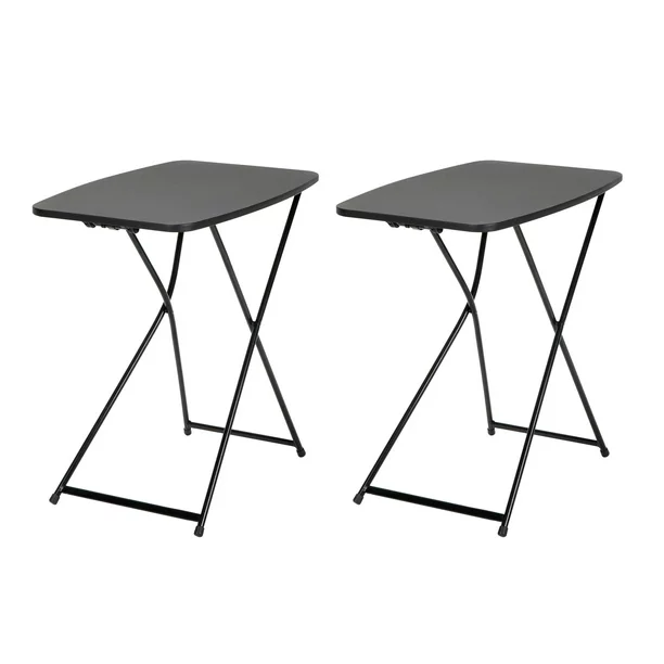 Photo 1 of 18” x 26” Indoor Outdoor Adjustable Height Personal Folding Table, Black, 2 pack
