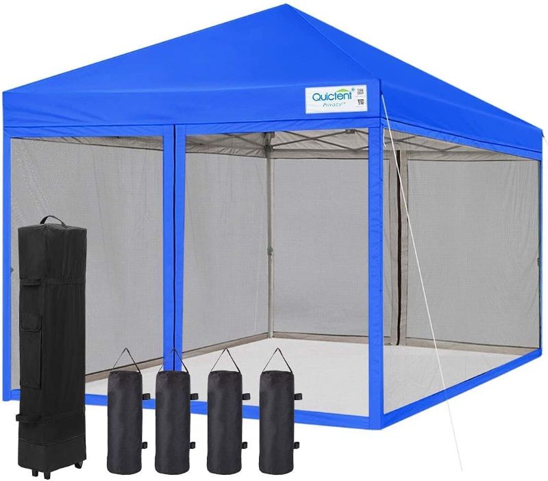 Photo 1 of 10x10 Ez pop up Canopy Tent with Netting Instant Screen House Mesh Screen Walls Waterproof Wheeled Bag (Royal Blue)
