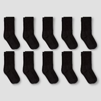 Photo 1 of Boys' 10pk Crew Athletic Socks - Cat & Jack™ Black L