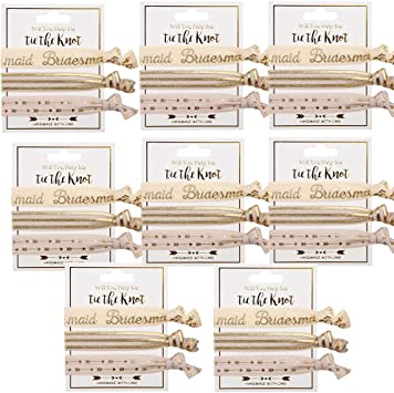 Photo 1 of 8 PCK/24 PCS BRIDESMAID PROPOSAL GIFT HAIR TIE (CHAMPAGNE) SET OF 2