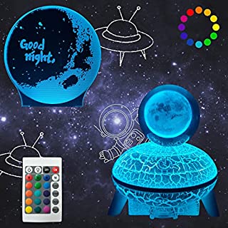 Photo 1 of 3D Kids Night Light, 16 Colors Gradual Changing 3 in 1 LED Crystal Ball Moon Lamp, with UFO Stand Remote & Touch Control USB Rechargeable, for Baby Girls Boys Adults Birthday Gift (B09J81VXN1)
