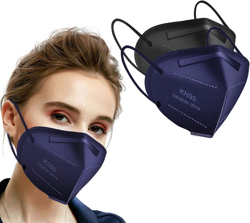 Photo 1 of 360 PCS KN95 Face Mask 5 Layer Cup Dust Safety Masks Protective Face Shield with Adjustable Nose Clip Earloop for Adult Black Navy 