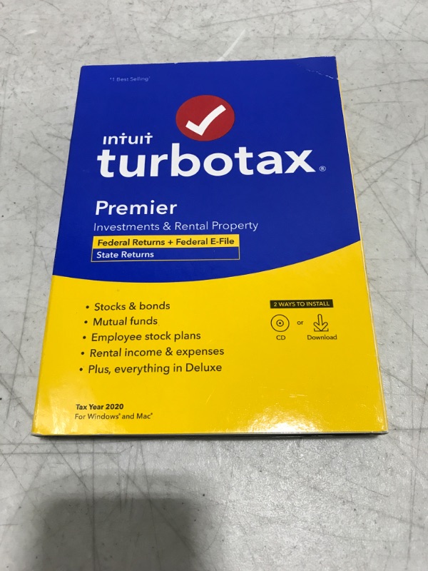 Photo 2 of [Old Version] TurboTax Premier 2020 Desktop Tax Software, Federal and State Returns + Federal E-file [Amazon Exclusive] [PC/Mac Disc]
