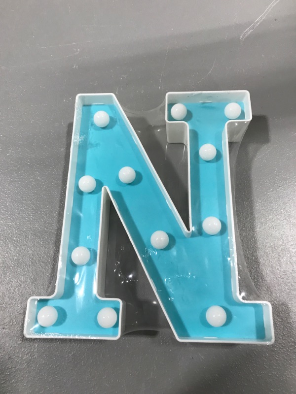 Photo 2 of LED Marquee Light up Letters Battery Powered Letter Lights Alphabet Sign for Night Lights Birthday Teen Girl Gifts Home Bar Party Wedding Christmas Decorations (Blue N) N Blue