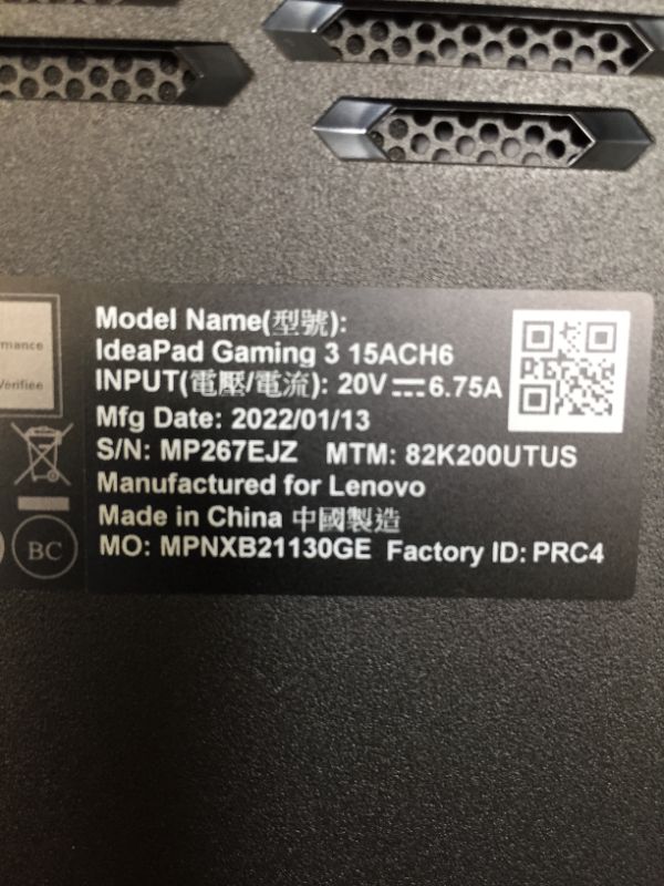 Photo 7 of Lenovo IdeaPad Gaming 3 15ACH6 82K2 - AMD Ryzen 5 5600H / 3.3 GHz - Win 11 Home - GF GTX 1650 - 8 GB RAM - 256 GB SSD NVMe - 15.6" IPS 1920 x 1080 (Full HD) @ 120 Hz - Wi-Fi 6 - shadow black - kbd: US
