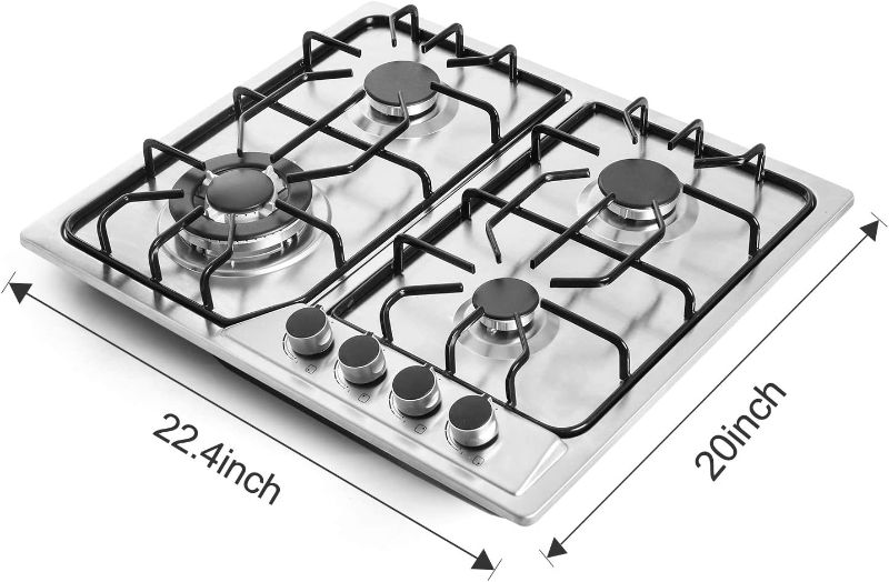 Photo 1 of 22?x20? Built in Gas Cooktop 4 Burners Stainless Steel Stove with NG/LPG Conversion Kit Thermocouple Protection and Easy to Clean (20Wx22L)----MISSING SOME PARTS 
