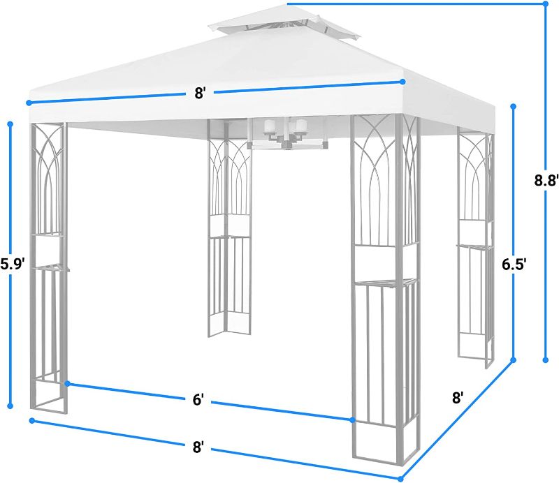 Photo 1 of ASTEROUTDOOR 8x8 Outdoor Gazebo for Patios Canopy for Shade and Rain with Corner Shelves Soft Top Metal Frame for Lawn, Backyard and Deck, Beige
