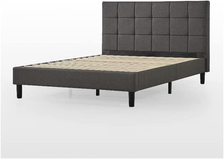 Photo 1 of ZINUS Lottie Upholstered Platform Bed Frame / Mattress Foundation / Wood Slat Support / No Box Spring Needed / Easy Assembly, Grey, King
