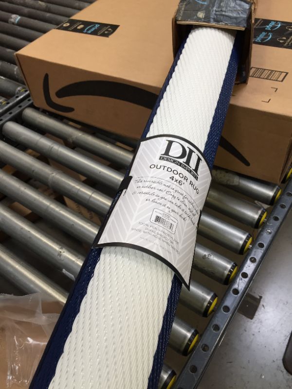 Photo 1 of DII Navy/White Stripe Outdoor Rug