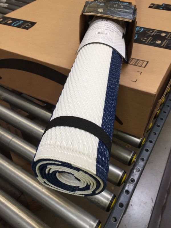 Photo 1 of DII Navy/White Stripe Outdoor Rug