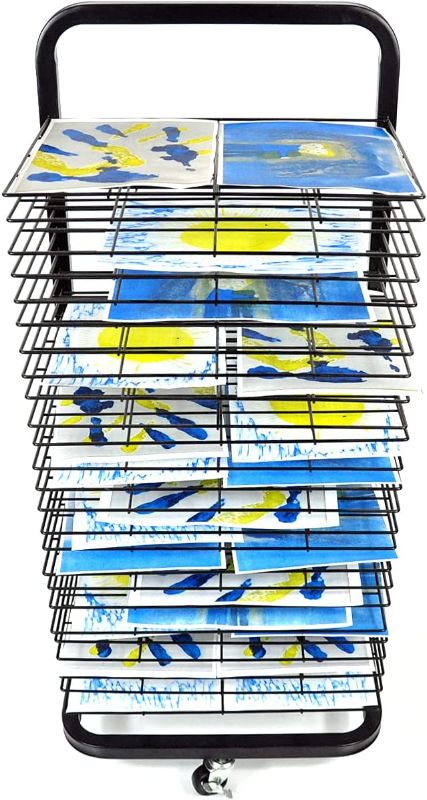 Photo 1 of Art Drying Rack - 25 Flexible Shelves, Mobile, Solid Metal, Power Coated Design, Ideal for Schools and Art Clubs. Total Height 39 inches, Shelves 12 by 17 inches