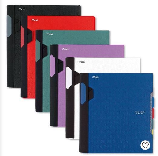 Photo 1 of 2---Five Star 5 Subject College Ruled Advance Spiral Notebook with Pocket Dividers (Colors May Vary) ---VIEW PICTURES TO VIEW THE COLORS 

