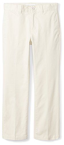Photo 1 of Amazon Essentials Boys' Uniform Straight-Fit Flat-Front Chino Khaki Pants, Light Khaki Brown, 7 Plus
