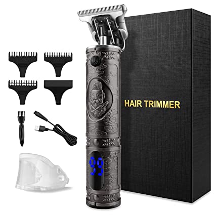 Photo 1 of Hair Clippers for Men Professional Beard Trimmers For Men LCD Display Electric Pro Li Trimmers Grooming Cordless 0mm Baldheaded Trimmers Gold Clippers For Hair Cutting (SILVER)
