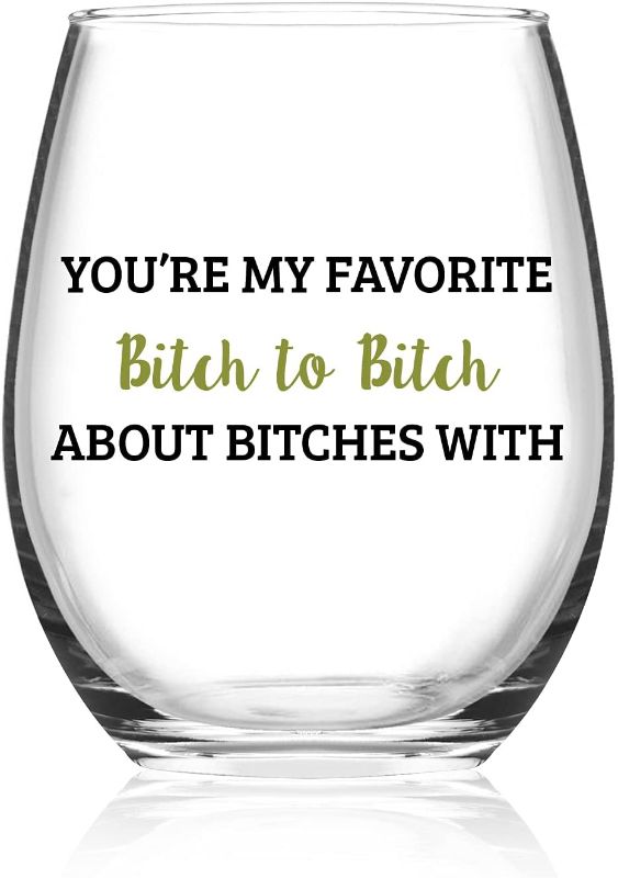 Photo 2 of You’re My Favorite Stemless Wine Glass for Women Friends Her BFF Girlfriend, Wine Gift for Birthday Bachelorette Party Christmas, Funny Friend Gift, 15Oz

