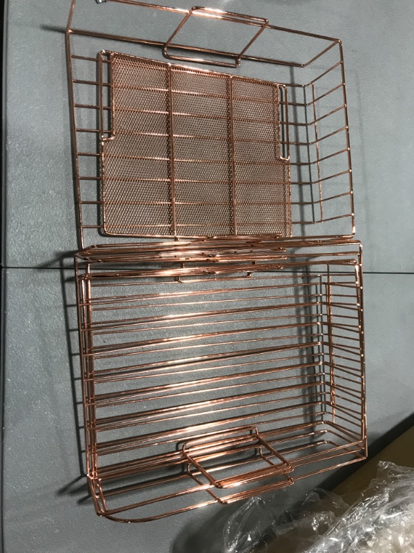 Photo 2 of  4-Tier Stackable Letter Tray, Rose Gold Desk Organizer, Metal File Organizer Tray, Paper Holder Rack