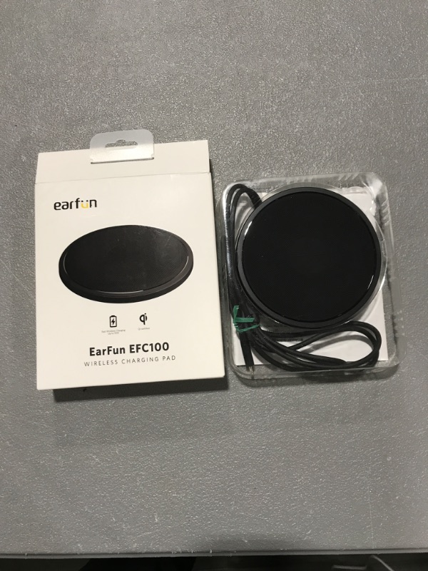 Photo 2 of EarFun 15W Wireless Charger, Qi-Certified 15W Max Fast Wireless Charging Pad Compatible with iPhone 13/13 mini/13Pro Max/12/11 Pro Max, Samsung Galaxy S10/S10E/Note 10, AirPods Pro (No AC Adapter)
