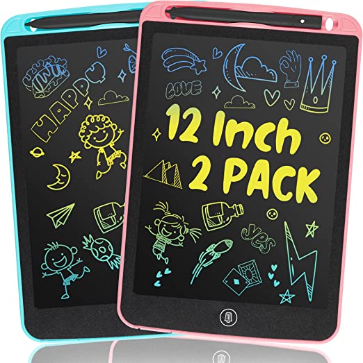 Photo 1 of Writing Tablet for Kids 12 Inch, 2 Pack Colorful Doodle Pad Writing Board, LCD Drawing Board Erasable,Toys for Kids, Birthday Day Gifts for 3 4 5 6 7 8 Year Old Girls Boys(Blue and Pink)