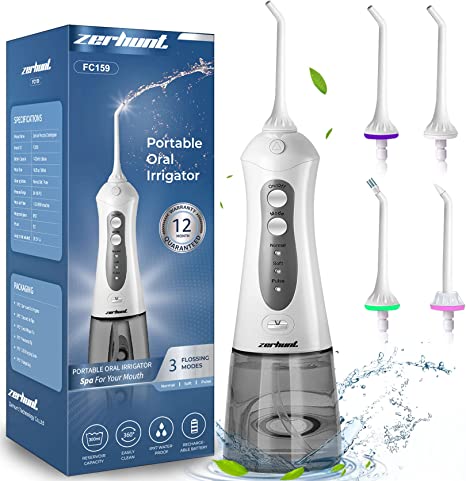 Photo 1 of Water Flosser Cordless Teeth Cleaner, Professional Wate Flosser Oral Care for Braces Bridges Care IPX7 Waterproof Dental Flosser with 4 Interchangeable Jet Tips, Detachable Water Tank for Home Travel
