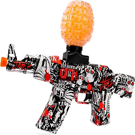 Photo 1 of Electric Gel Gun Water Bead Gun AKM-47 Automatic Water Bullet Shooter Toy Gun for Adults Kids Ages 14+, Fun Backyard Outdoor Games Toy Blaster Gun, Graffiti (Red)