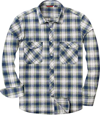 Photo 1 of Alimens & Gentle Men's Button Down Regular Fit Long Sleeve Plaid Flannel Casual Shirts Green/Red M 