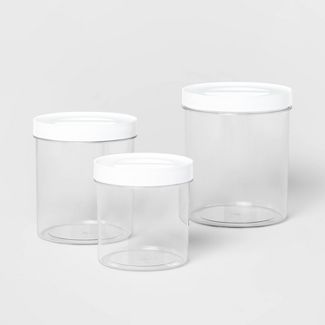 Photo 1 of 3pc Round Airtight Canister Set White - Brightroom™

