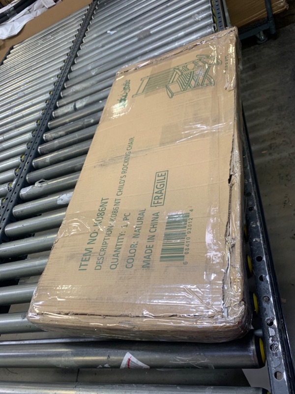 Photo 2 of Rockingrocker - Durable Natural Child’s Wooden Rocking Chair/Porch Rocker, Box Packaging Damaged, Moderate Use, Scratches and Scuffs Found on Item, Missing Parts

