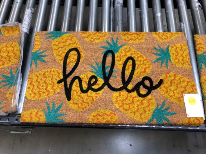 Photo 2 of 16x26 Hello Pineapples Doormat Yellow - Sun Squad (pack of 2) ----- a rip on one of the matts 