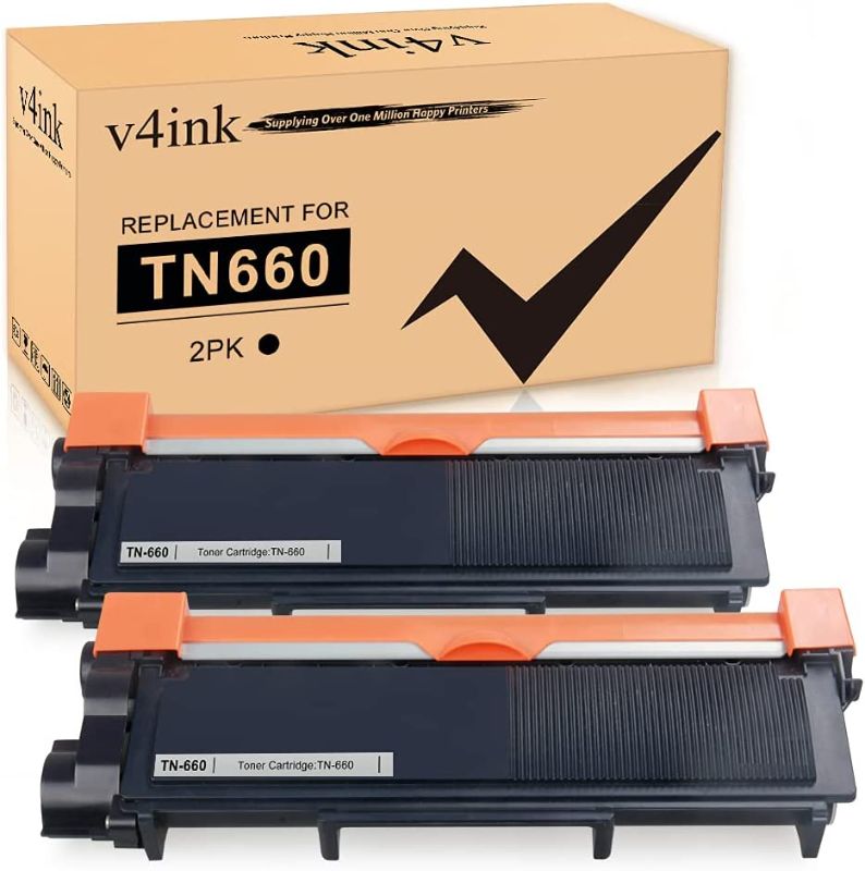 Photo 1 of V4INK 2PK Compatible TN-660 Toner Cartridge Replacement for Brother TN660 TN630 Toner for Brother HL-L2300D HL-L2320D HL-L2340DW HL L2360DW L2380DW MFC-L2700DW MFC-L2740DW DCP L2520DW L2540DW Printer
