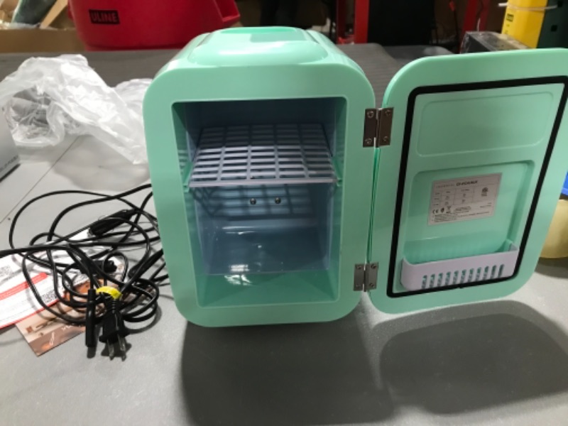 Photo 2 of CROWNFUL Mini Fridge, 4 Liter/6 Can Portable Cooler and Warmer Personal Refrigerator, AC/DC,Green
