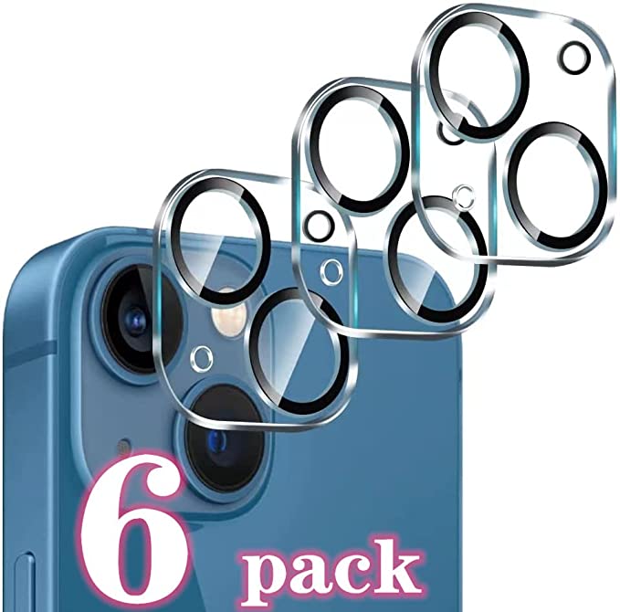 Photo 1 of 2 boxes of [6 Pack] OuYteu Tempered Glass Camera Lens Protector for iPhone 13 6.1", iPhone 13 Mini 5.4", 9H Hardness, Ultra HD Clear, Anti-Scratch, Easy to Install, Case Friendly [Does not Affect Night Shots]