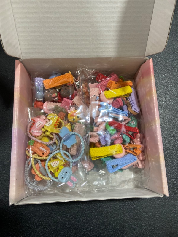 Photo 1 of 52PCs Hair clips for girls and 10PCs hair ties,Lightweight and cute hair clips for toddler