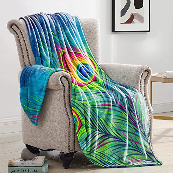 Photo 1 of ZUDQAVK Peacock Blanket Soft Comfortable Print Throw Blanket for Sofa Chair Bed Office for Kids Youth and Adults 50"x60"
