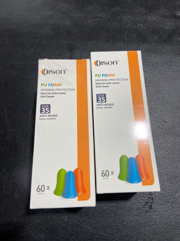 Photo 2 of 60Pair Ultra Soft Foam Earplugs, 35dB Ear Plugs for Sleeping Noise Cancelling, Earplugs Sound Blocking Sleeping, Foam Ear Plugs for Shooting, Travel, Industry - DISON
PACK OF 2 