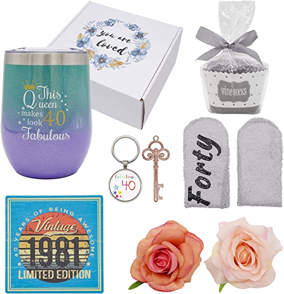 Photo 1 of 1981 40th Birthday Gifts for Women - 40 & Fabulous Wine Tumbler - Funny Birthday Wine Gifts Ideas for Her, Best Friend BFF, Mom, Grandma, Wife, Daughter, Sister, Aunt, Coworker
