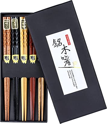 Photo 1 of  5- Pairs Natural Wood Chopsticks Reusable